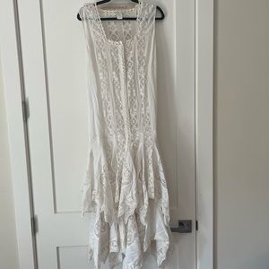 White eyelet lace drop-waist Oscar de la Renta dress, size 10